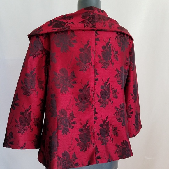 Le Bos Black and Red Floral One Button Jacket Sz18 - Picture 6 of 8